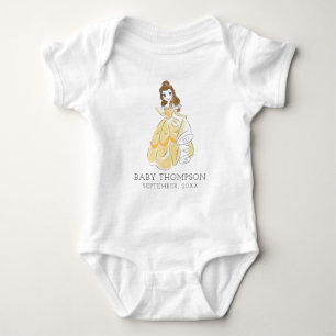 Disney Princess Belle Announcement Date Baby Bodysuit