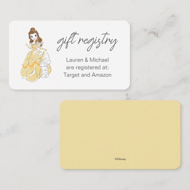 Disney Princess Belle | Baby Shower Gift Registry  Enclosure Card (Front/Back)
