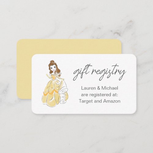 Disney Princess Belle  Baby Shower Gift Registry  Enclosure Card