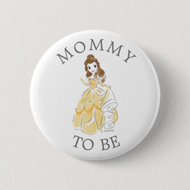 Disney Princess Belle Baby Shower Mommy to Be Button (Front)