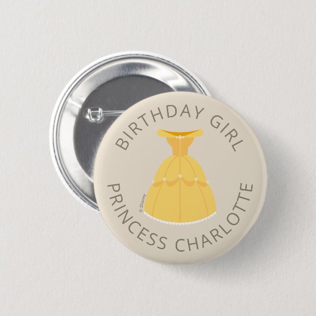 Disney Princess Belle Dress | Birthday Girl Button (Front & Back)