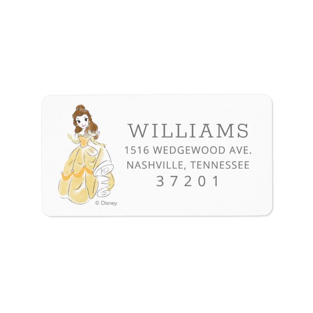 Disney Princess Belle Floral | Girl Baby Shower Label (Front)