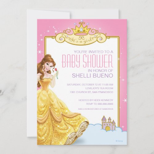 Disney Princess Belle Its a Girl Baby Shower Invitation