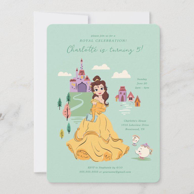 Disney Princess Belle l Girls Birthday Invitation