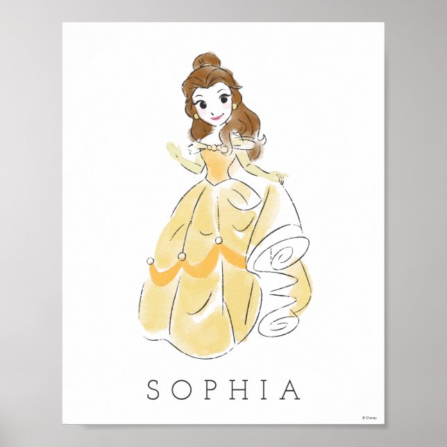 Disney Princess Belle Watercolor Girl Nursery Poster Zazzle