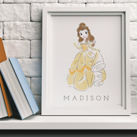 Disney Princess Belle Watercolor | Girl Nursery Poster