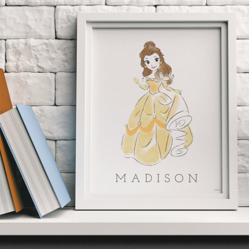 Disney Princess Belle Watercolor  Girl Nursery Poster