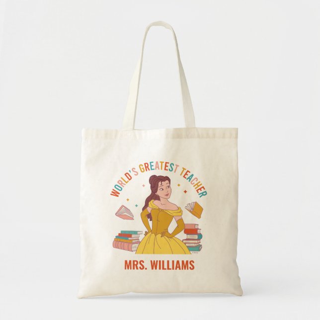 Disney Princess Belle | World's Greatest Teacher Tote Bag (Front)