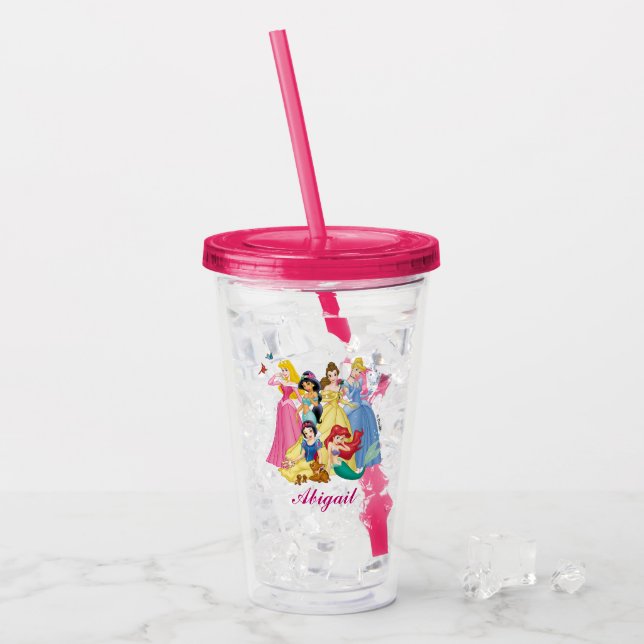 Disney Princess | Birds and Animals - Add Name Acrylic Tumbler (Front Ice)