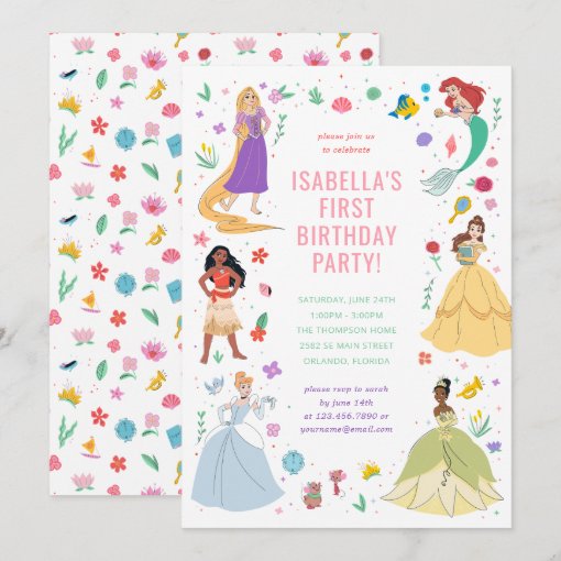 Disney Princess Birthday Floral Collage Invitation | Zazzle