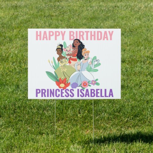 Disney Princess Birthday Floral Collage Sign