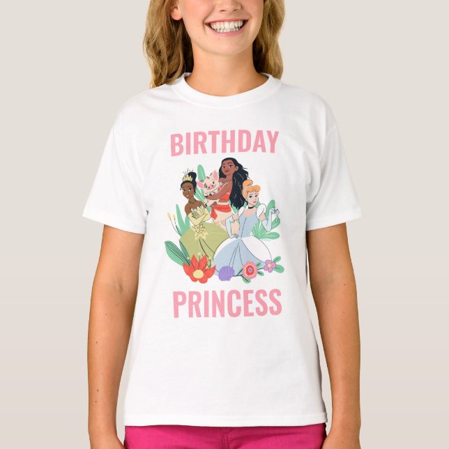 Disney Princess Birthday Floral Collage T-Shirt (Front)