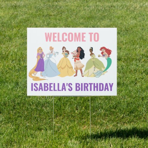 Disney Princess Birthday Floral Collage Welcome Sign