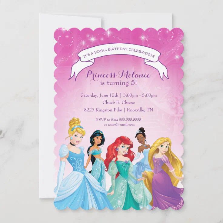 Personalised DISNEY PRINCESS Birthday Invitations Invites Envelopes 