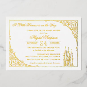 Disney Princess Castle   Fairy Tale Baby Shower Foil Invitation