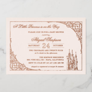 Disney Princess Castle   Fairy Tale Baby Shower Foil Invitation