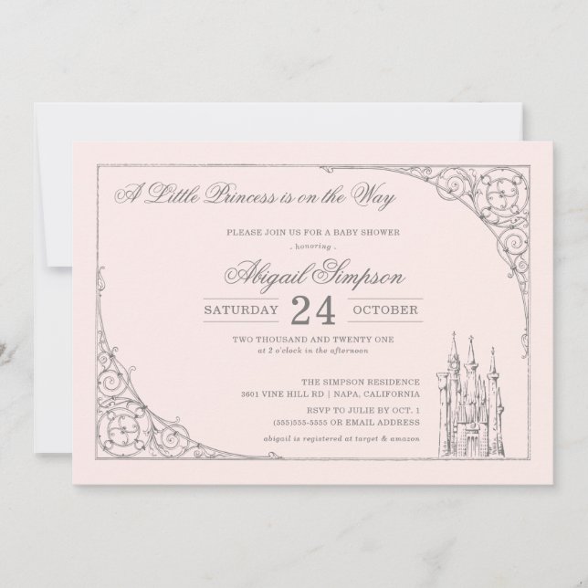Disney Princess Castle | Fairy Tale Baby Shower In Invitation (Front)