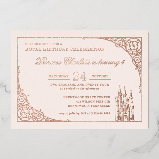 Disney Princess Castle | Fairy Tale Birthday Foil Invitation (Front)