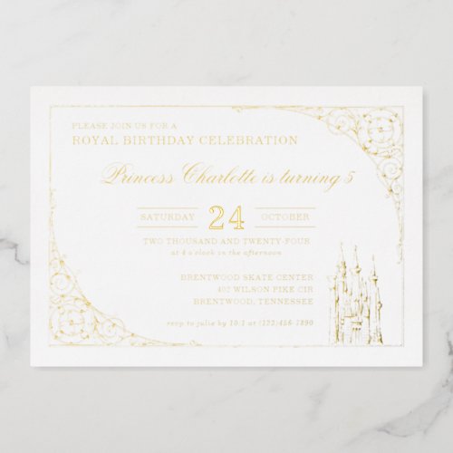 Disney Princess Castle  Fairy Tale Birthday Foil Invitation