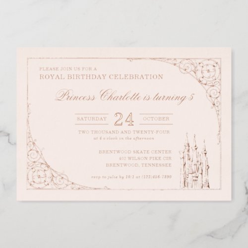 Disney Princess Castle  Fairy Tale Birthday Foil Invitation