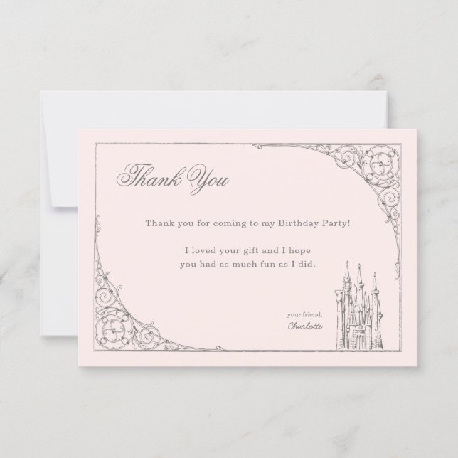 Disney Princess Castle | Fairy Tale Thank You Invitation (Front)