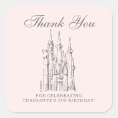 Simple & Modern Disney Princess Birthday Thank You Square Sticker