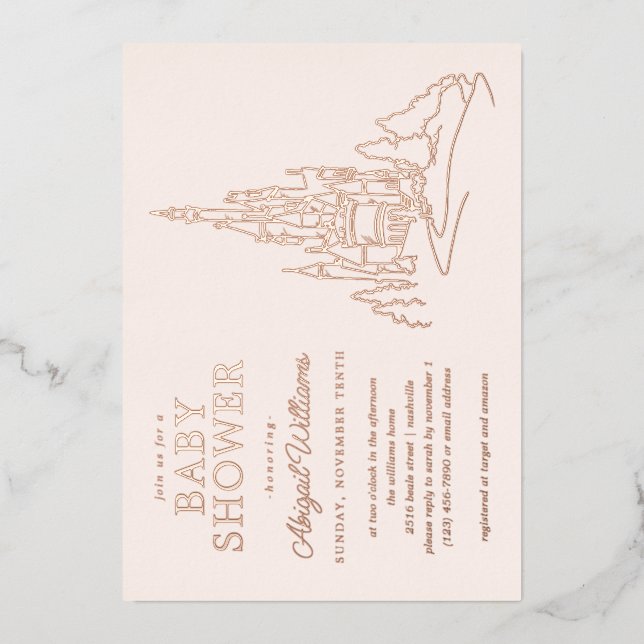 Disney Princess Castle | Girl Baby Shower Foil Invitation (Front)