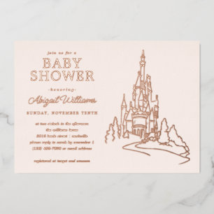 Disney Princess Castle   Girl Baby Shower Foil Invitation
