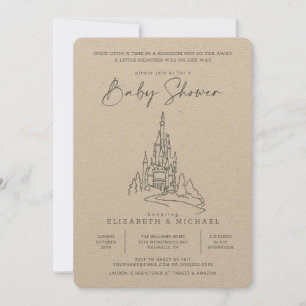 Disney Princess Castle   Girl Baby Shower Invitation