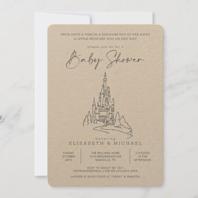 Disney Princess Castle | Girl Baby Shower Invitation (Front)
