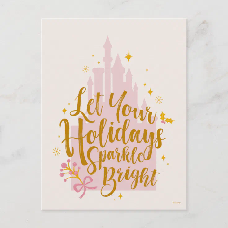 Disney Princess Castle | Holiday Sparkle Postcard | Zazzle