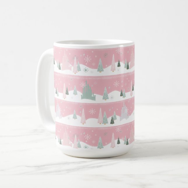 Disney Princess Castle Winter Holiday Pattern Coffee Mug (Front Left)