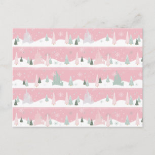 Disney Princess Castle Winter Holiday Pattern Postcard