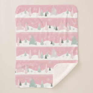 Disney Princess Castle Winter Holiday Pattern Sherpa Blanket