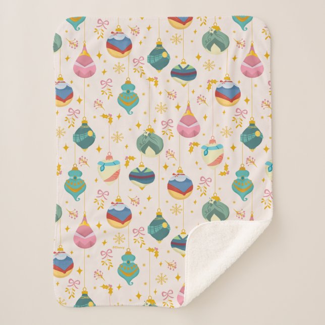 Disney Princess Christma Ornament Pattern Sherpa Blanket (Front)
