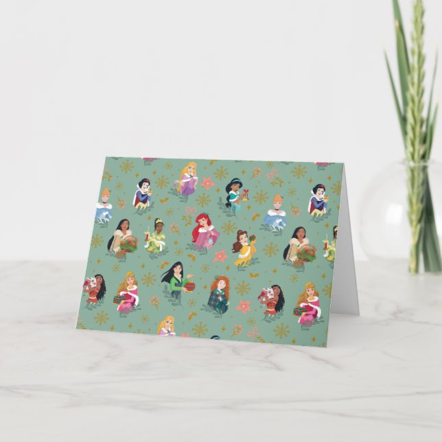 Disney Princess Christmas Holiday Pattern Card (Front)