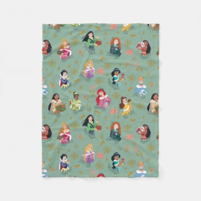 Disney Princess Christmas Holiday Pattern Fleece Blanket