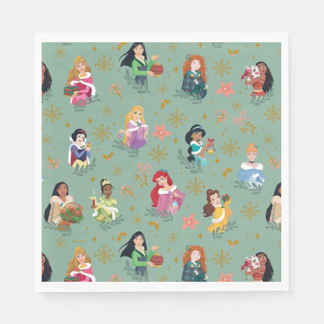 Disney Princess Christmas Holiday Pattern Napkins (Front)