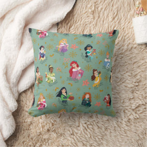 Disney Princess Christmas Holiday Pattern Throw Pillow