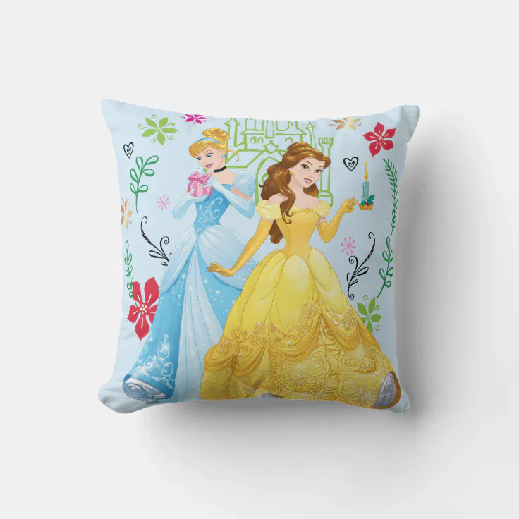 Disney Princess | Christmas Princesses Throw Pillow | Zazzle