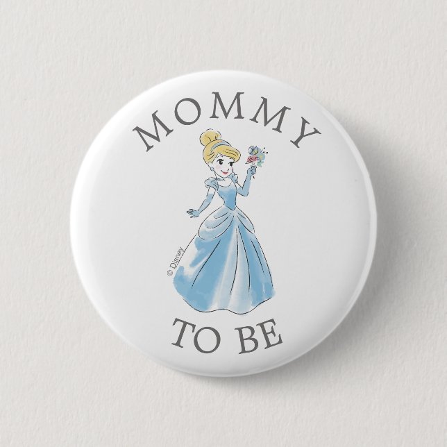 Disney Princess Cinderella Baby Shower Mommy to Be Button (Front)