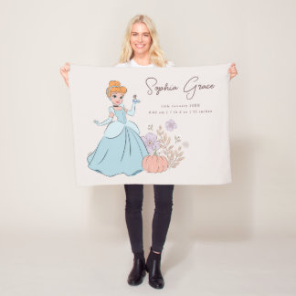 Disney Princess Cinderella Birth Stats Keepsake Fleece Blanket