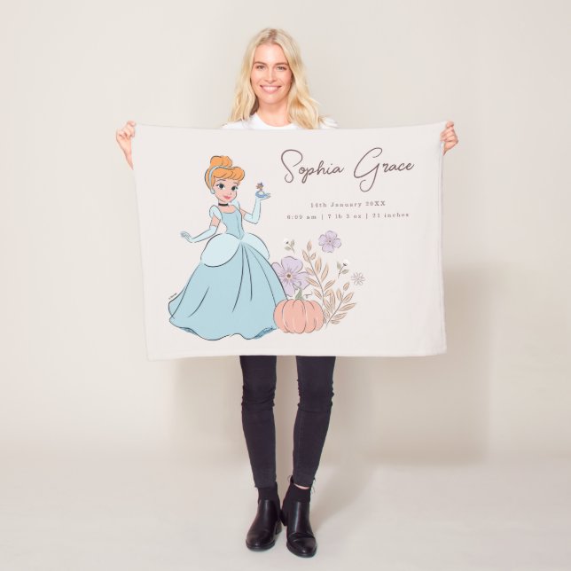 Disney Princess Cinderella Birth Stats Keepsake Fleece Blanket (In Situ)