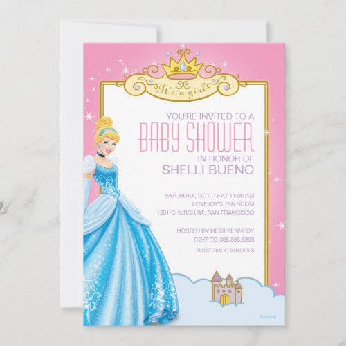 Disney Princess Cinderella It's a Girl Baby Shower Personalized Announcements