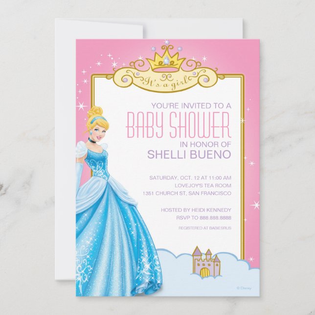 Disney Princess Cinderella It's a Girl Baby Shower Invitation (Front)
