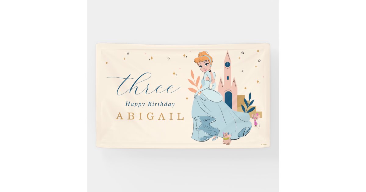 Disney Princess Cinderella Pink Birthday Banner | Zazzle