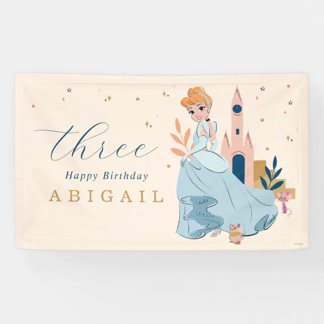 Disney Princess Cinderella Pink Birthday Banner | Zazzle