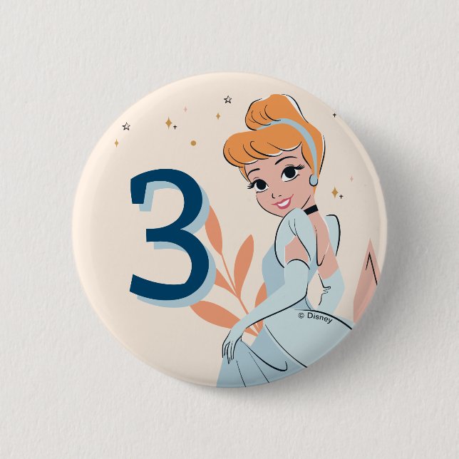 Disney Princess Cinderella Pink Birthday Button (Front)