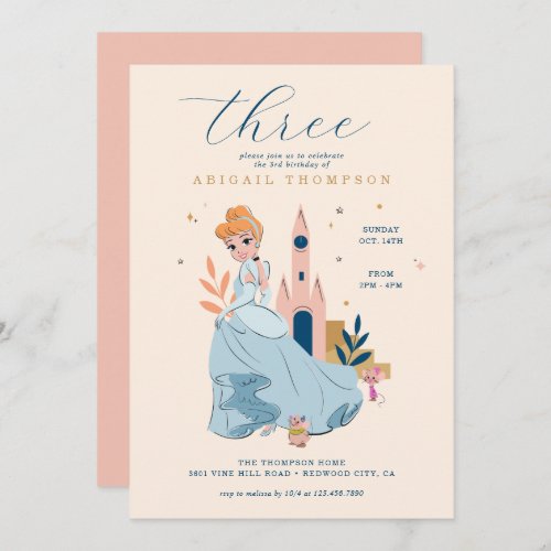 Disney Princess Cinderella Pink Birthday Invitation