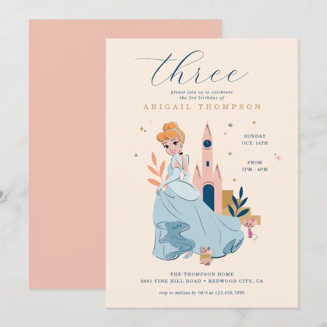 Disney Princess Cinderella Pink Birthday Invitation | Zazzle